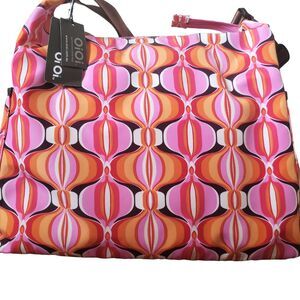 OiOi Retro Desert Sherpa Hobo Diaper Bag Pink Multicolor Pad NWT